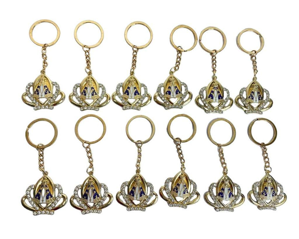 GOLDEN O. LADY OF APPARITIONS  CROWN WITH RHINESTONES KEYCHAIN – 12