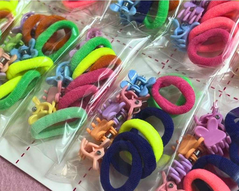 HAIR KIDS  ACCESSORIES JAW CLIPS/ ELASTIC- Set of 10