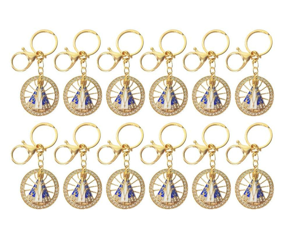 GOLD KEYCHAIN CIRCLE O.LADY APPARITIONS- Set of 12