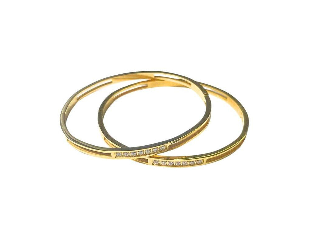 GOLDEN STAINLESS STEEL BRACELET WITH STRASS – Set of 12