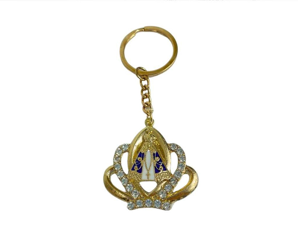 GOLDEN O. LADY OF APPARITIONS  CROWN WITH RHINESTONES KEYCHAIN – 12