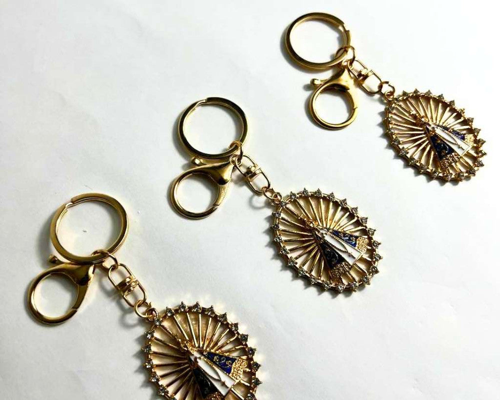 GOLDEN KEYCHAIN O.LADY APPARITIONS OVAL – Set of  12