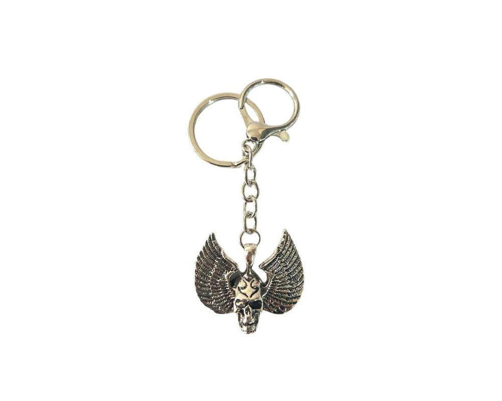 SILVER STAINLESS STEEL SKULL  WITH WING – Set of  12