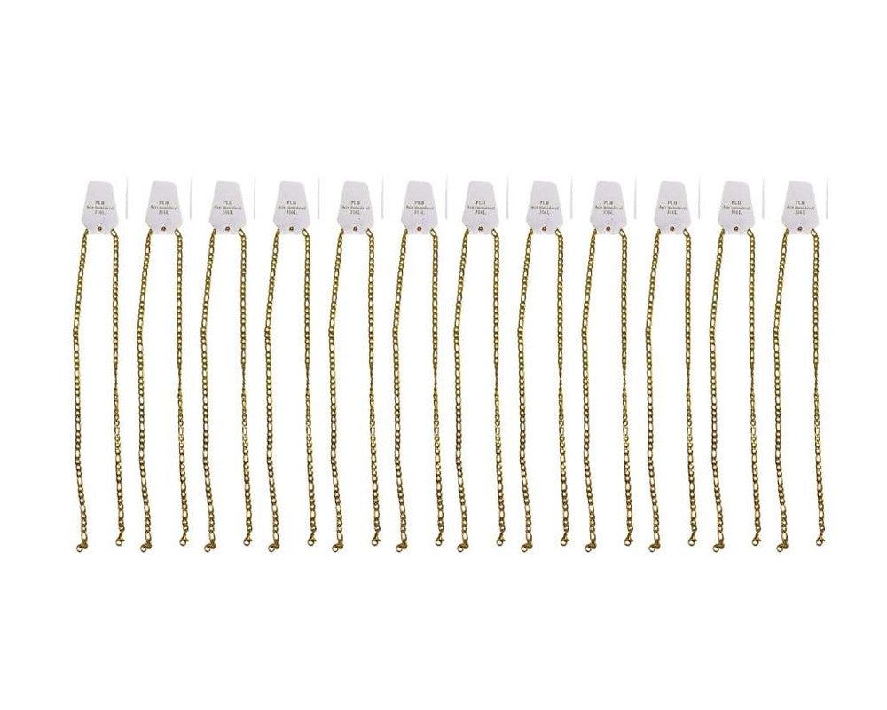 GOLDEN STAINLESS STEEL CHAIN  FÍGARO 1.4 MM / 60 CM – Set of 12