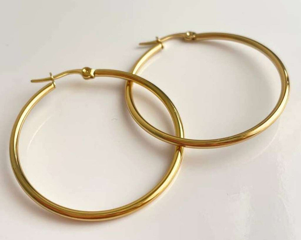 GOLDEN STAINLESS STEEL EARRINGS HOOP 30MM - Set of 120