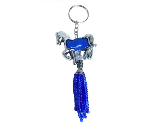 SILVER / BLUE HORSE  WITH BLUE BEAD- Set of 12