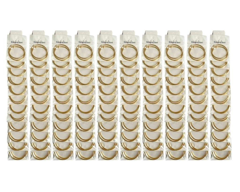 GOLDEN STAINLESS STEEL EARRINGS HOOP 30MM - Set of 120