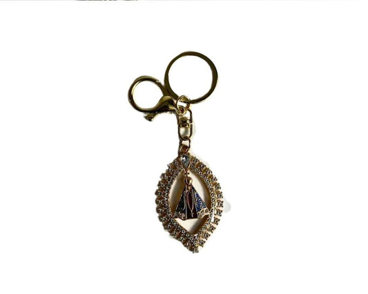 GOLDEN  KEYCHAIN O. LADY APPARITIONS LEAF – Set of  12