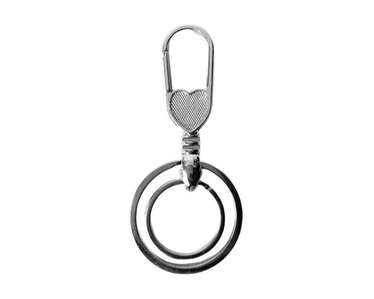 SILVER STAINLESS STEEL KEYCHAIN HEART– Set of 12