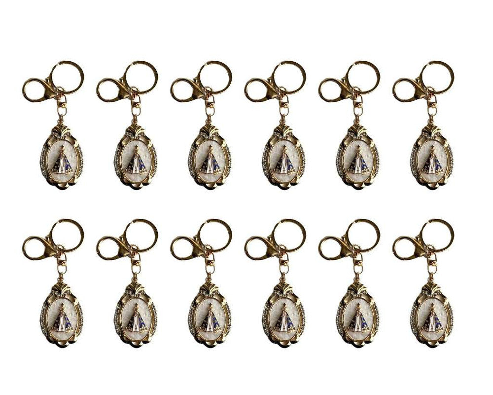 GOLDEN KEYCHAIN O.LADY APPARITIONS  OVAL – Set of  12