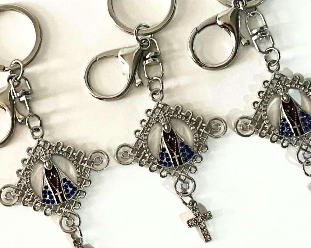 SILVER STAINLESS STEEL O. LADY APPARITIONS WITH CROSS- Set of 12