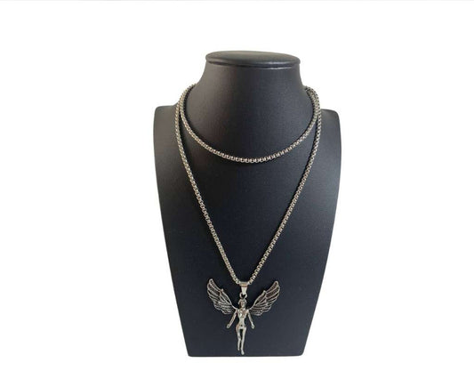 SILVER STAINLESS STEEL NECKLACE WOMAN WITH WING– Set of 12