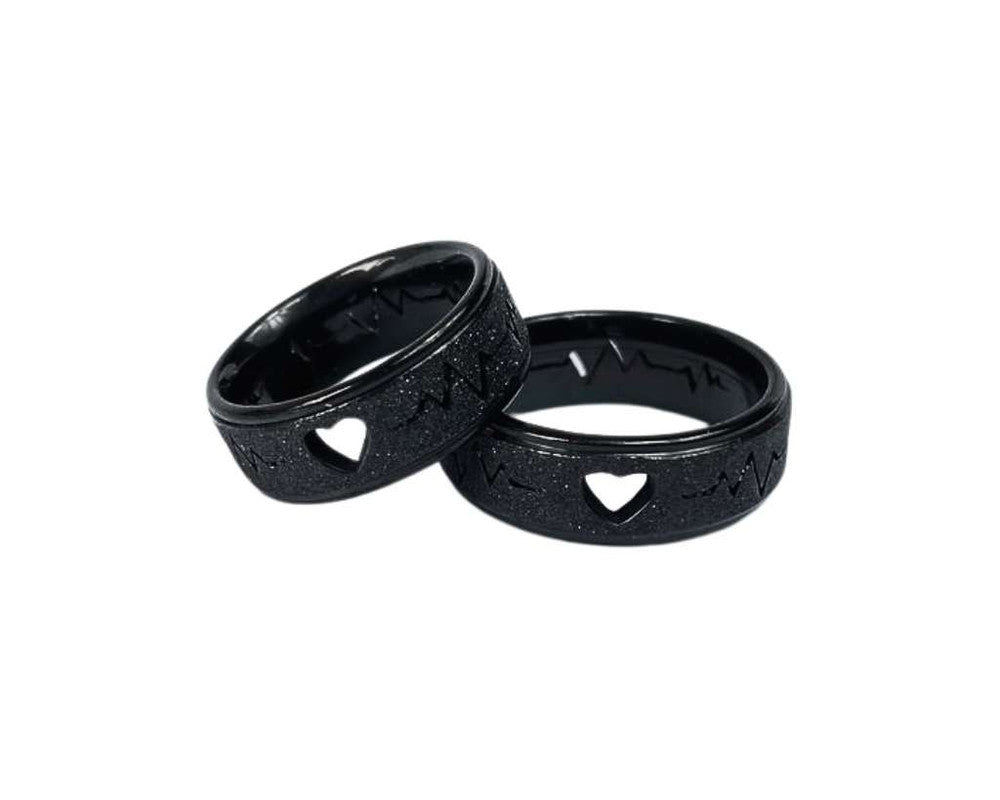 BLACK DIAMOND RING BEATS AND HEART 8 MM - Set of 36