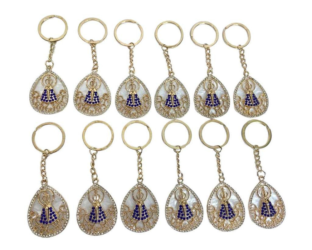 GOLDEN KEYCHAIN APPARITIONS WITH BLUE STONES COVER -Set of 12