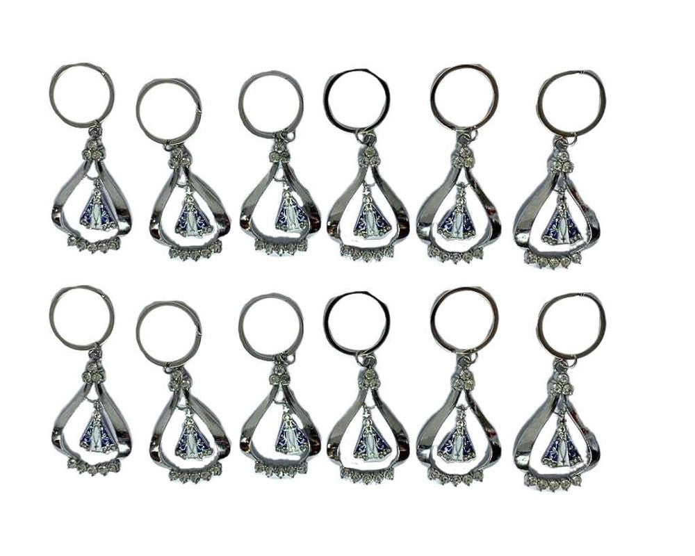 KEYCHAIN  OUR LADY APPARITIONS RHINESTONES-STUDD- Set of 12