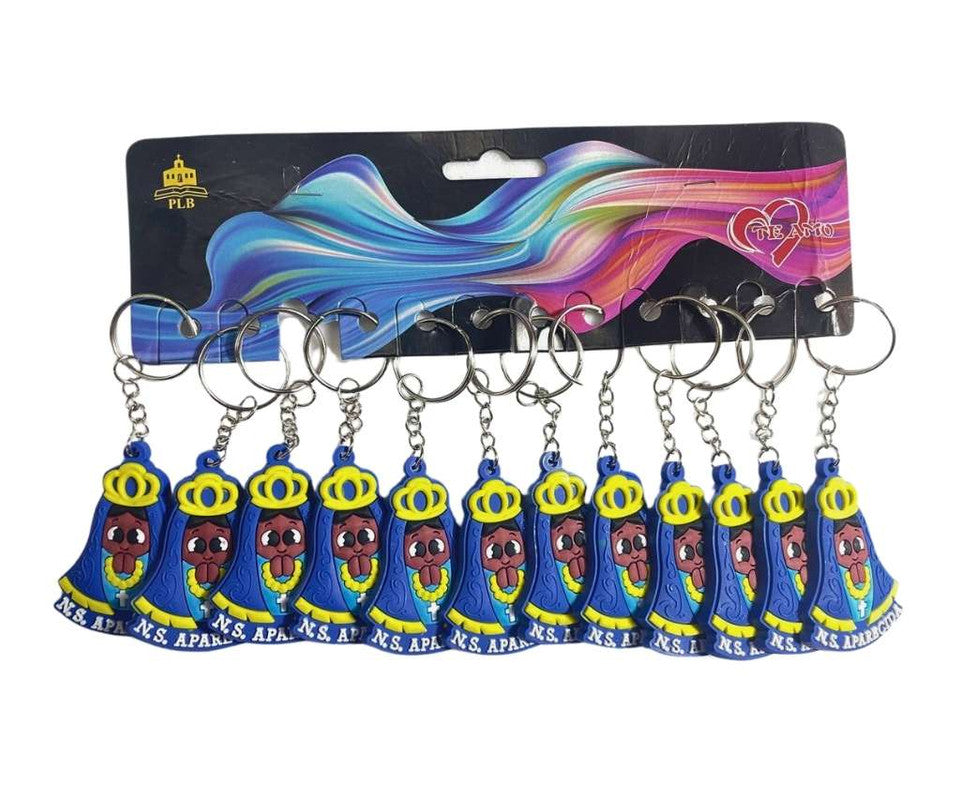 BLUE KEYCHAIN  OUR LADY APPARITION  WITH CROWN – Set of 12