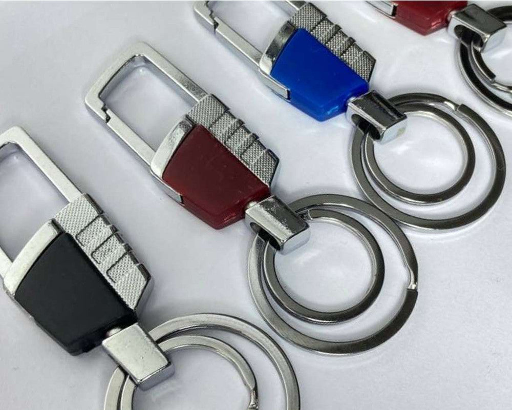 SILVER STAINLESS STEEL KEYCHAIN COLORS WITH DETAILS – Set of 12