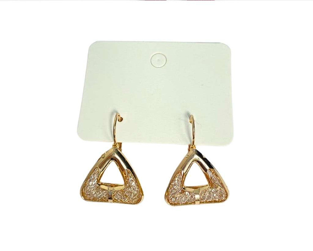 TRIANGLE EARRING WITH SHINY NET – Set of 12