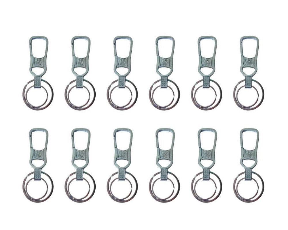 SILVER STAINLESS STEEL KEYCHAIN WITH DETAILS – Set of 12