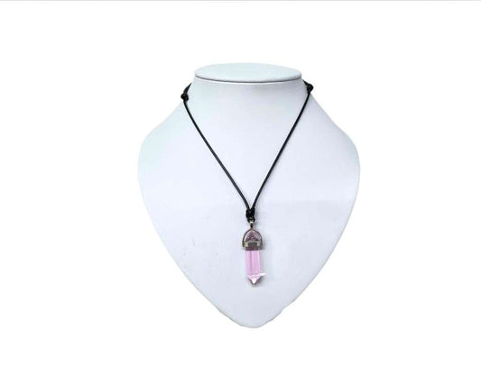 NECKLACE PINK HEXAGONAL    CRYSTAL PENDANT- Set of 12