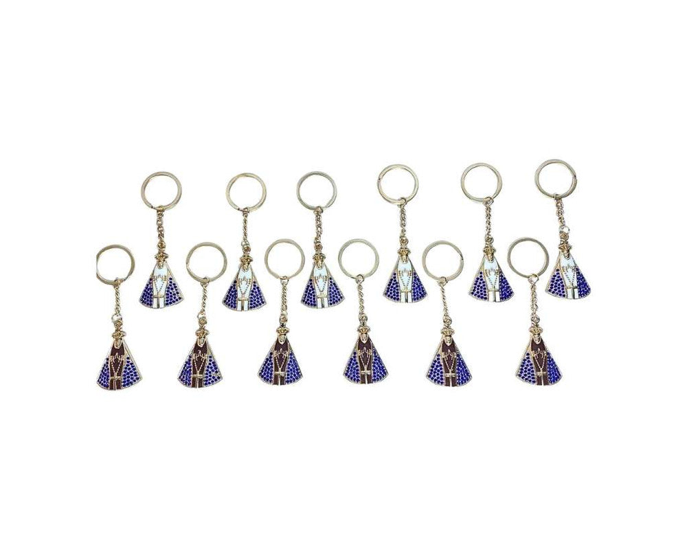 GOLDEN KEYCHAIN OUR LADY OF APARECIDA  WITH RHINESTONES- Set of 12