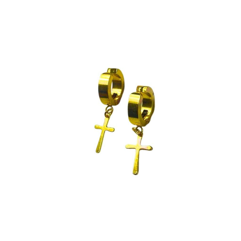 GOLDEN SMALL  CLIP EARRINGS WITH CROSS – 120 PAIRS