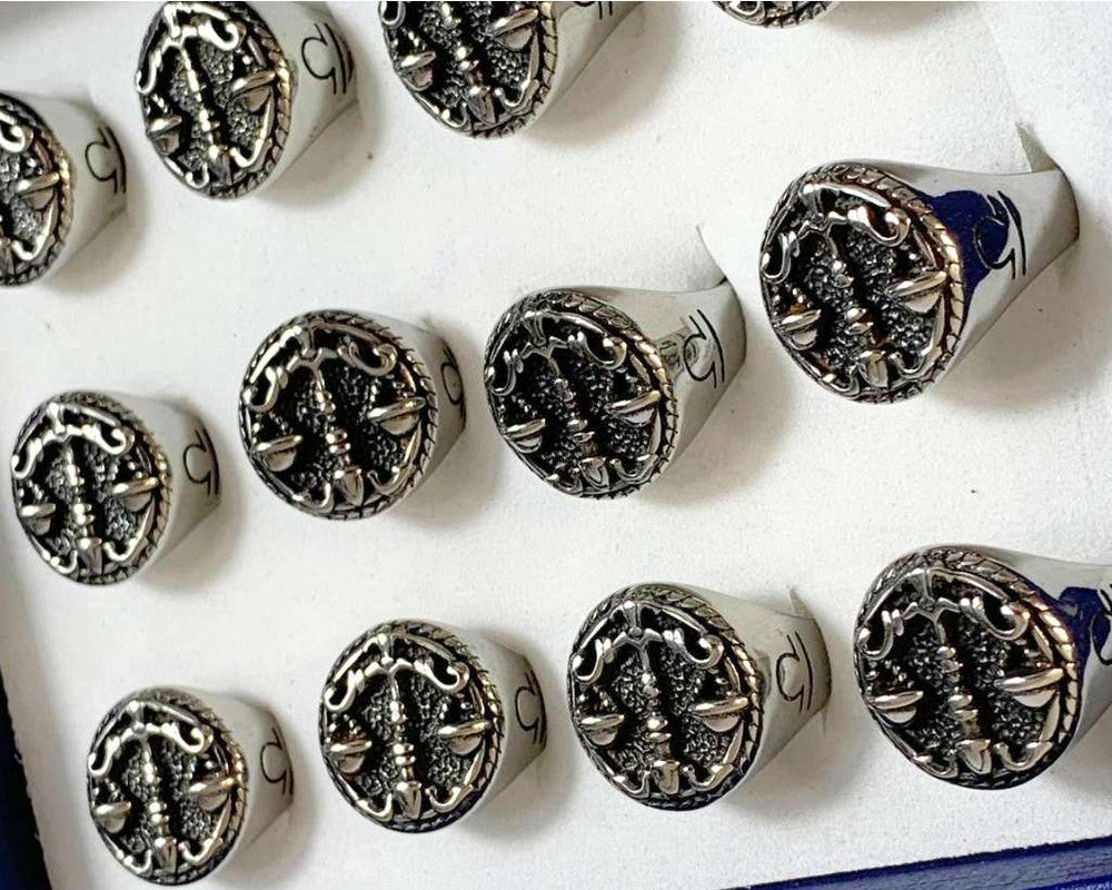 SILVER STAINLESS STEEL RING SIGN OF LIBRA – Set of  12