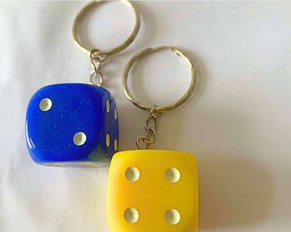 COLORFUL DICE KEYCHAIN – Set of 12