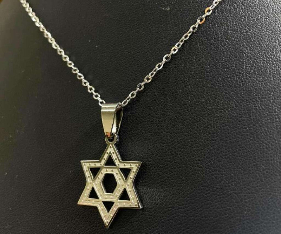 SILVER NECKLACE STAR OF DAVID  – Set of 12
