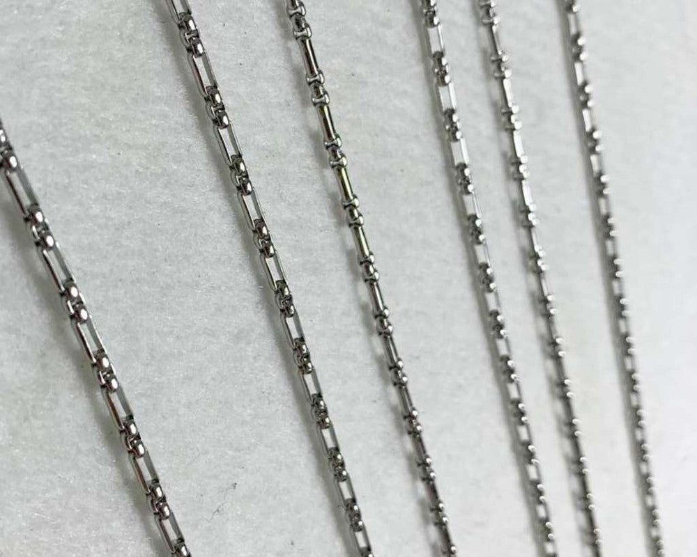 SILVER STAINLESS STEEL CUBE CHAIN 2.5 MM / 3:1 / 60 CM – Set of  12