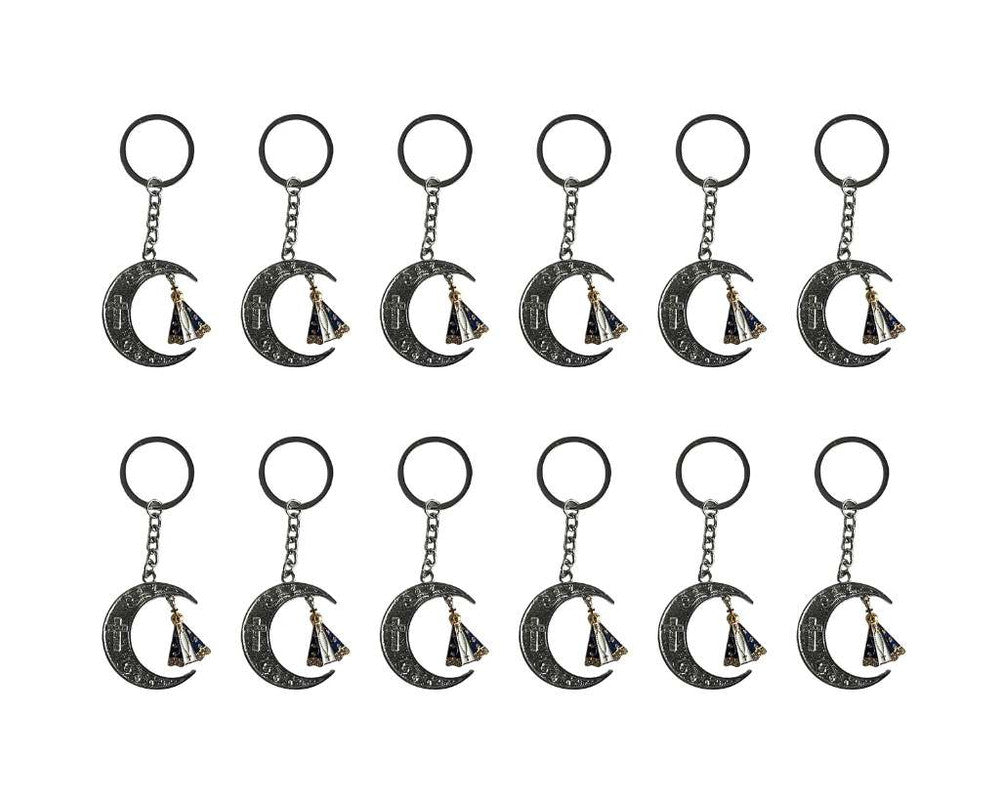 SILVER KEYCHAIN MOON GOLDEN O. LADY APPARITIONS- Set of 12