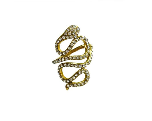 GOLDEN STAINLESS STEEL SNAKE RING WITH STRASS- Set of 12