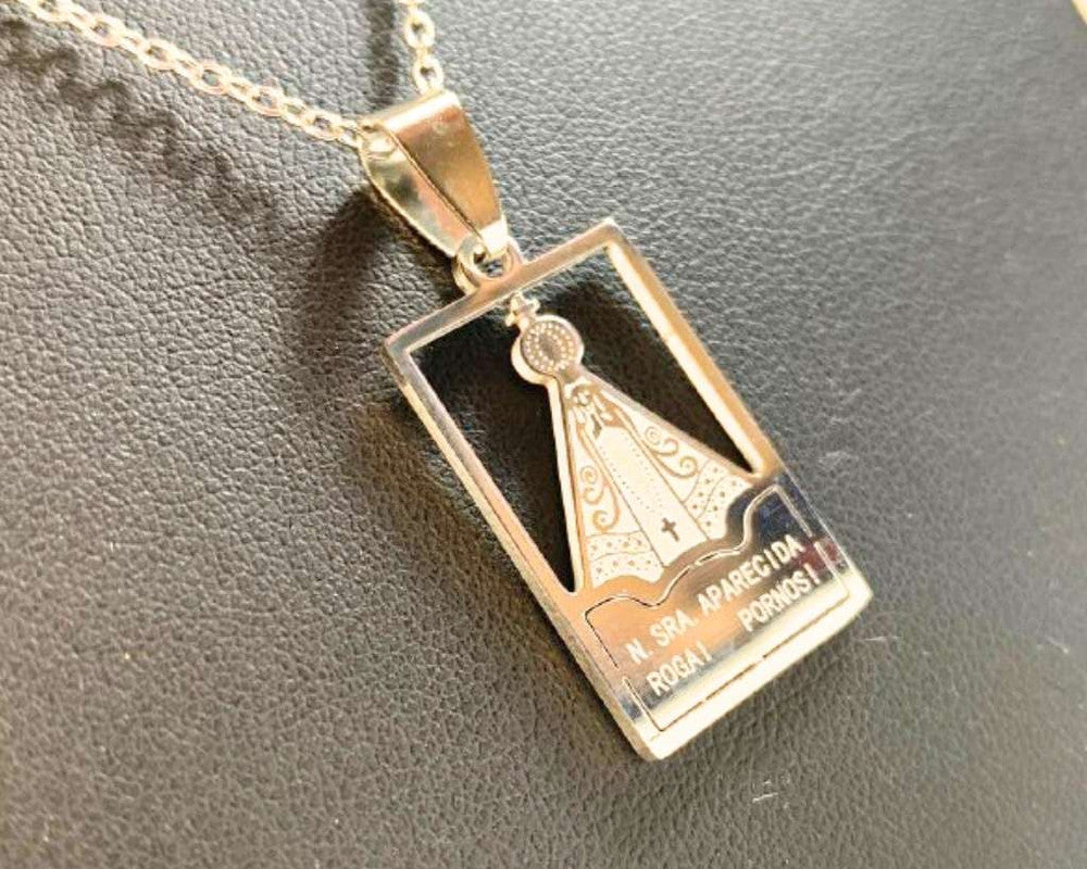 SILVER STAINLESS STEEL NECKLACE O. LADY APPARITIONS- Set of 12