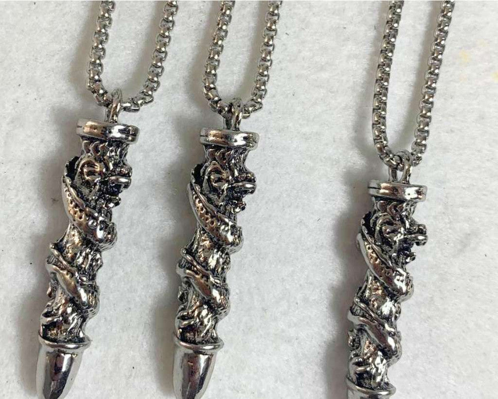 SILVER STAINLESS STEEL NECKLACE DRAGON – Set of 12