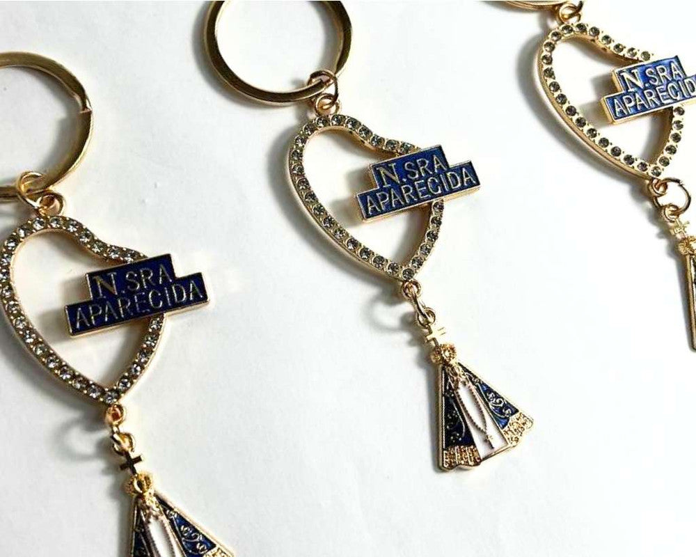 GOLDEN KEYCHAIN O. LADY APPARITIONS WITH CATHOLIC THIRD-Set of 12