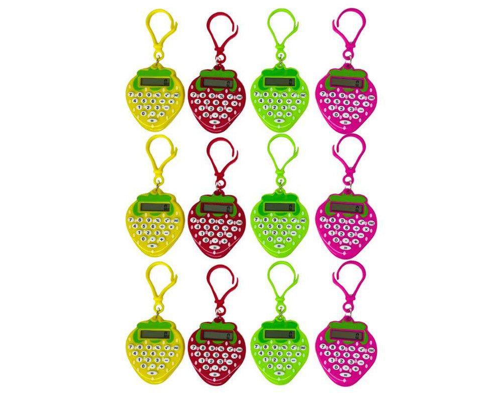 COLORED KEYCHAIN STRAWBERRY  CALCULATOR - Set of 12