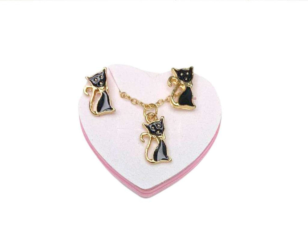 COLORFUL SET  EARRING AND  NECKLACE CATS  – Set of 12