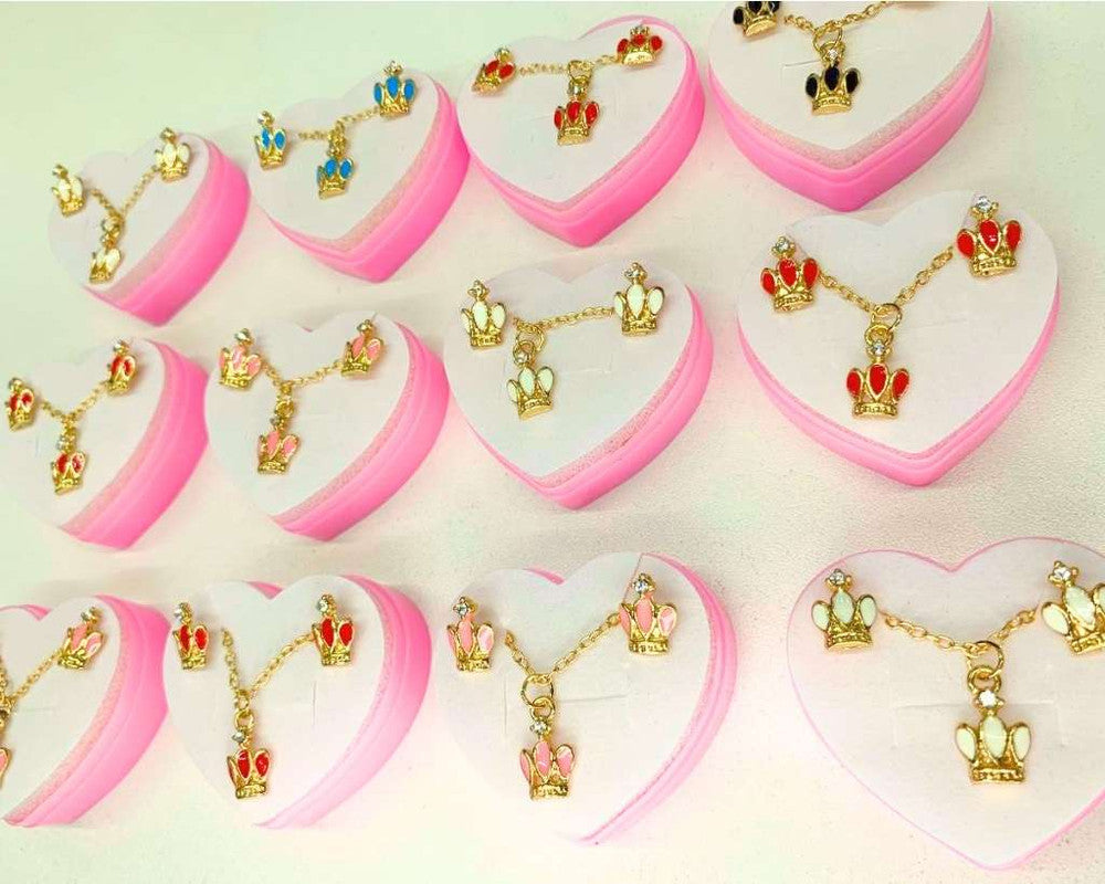 COLORFUL SET  EARRING AND CROWN NECKLACE  – Set of 12