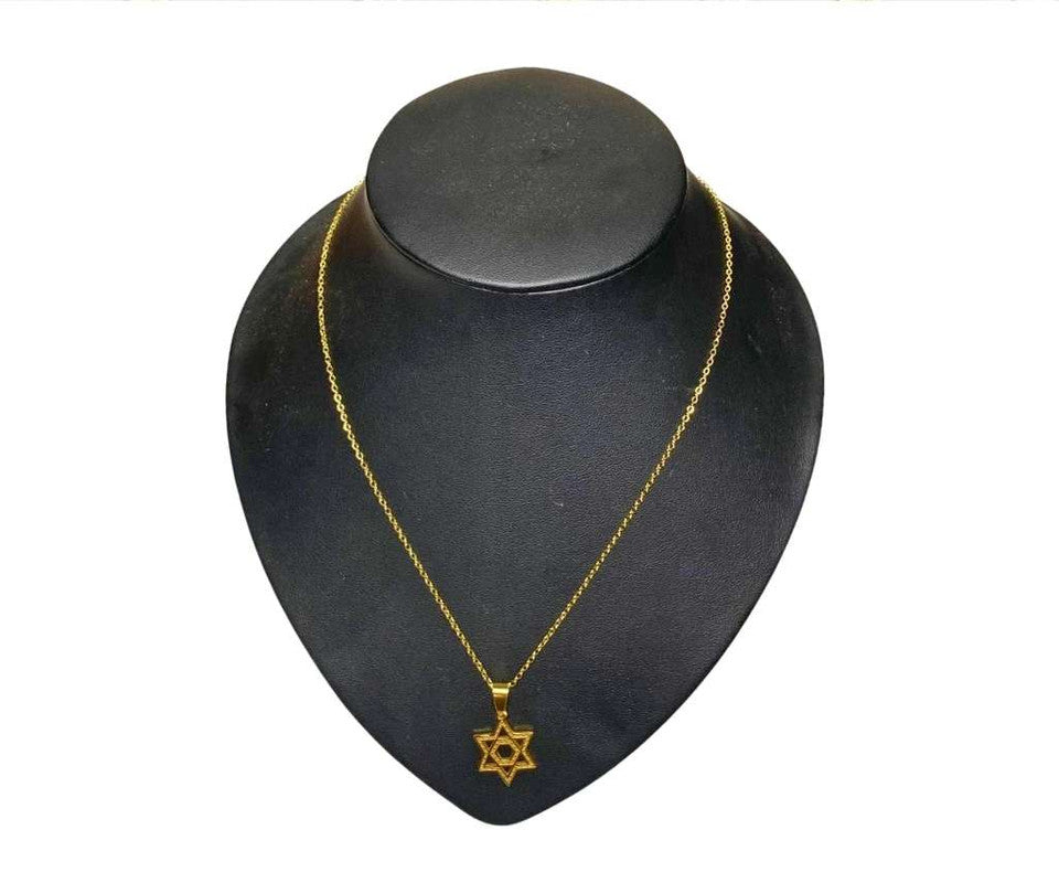 GOLDEN NECKLACE STAR OF DAVID  – Set of 12