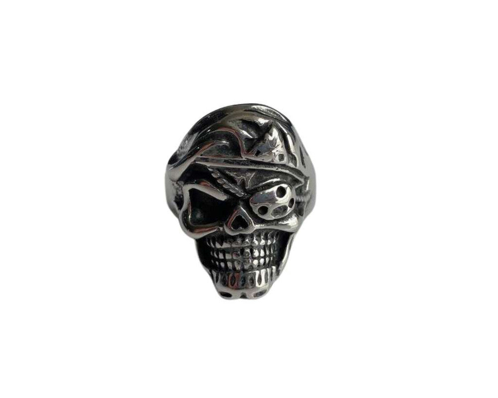 SILVER STAINLESS STEEL PIRATE SKULL RING- Set of 12