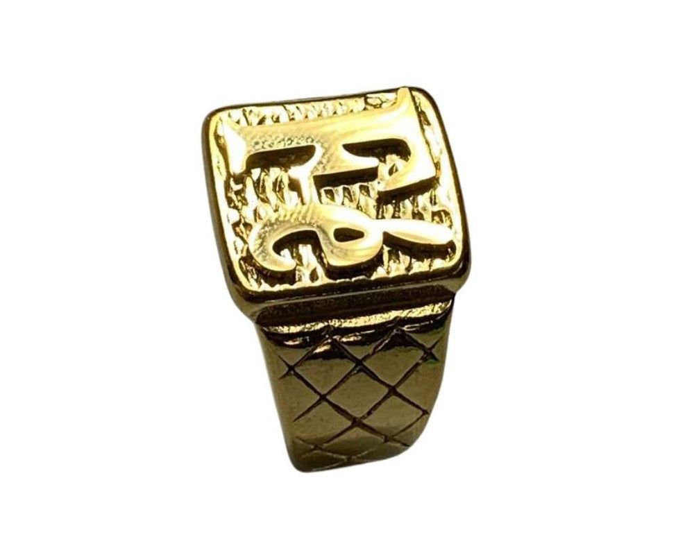 STAINLESS STEEL FE (FAITH) LARGE SQUARE GOLDEN RING- Set of 12