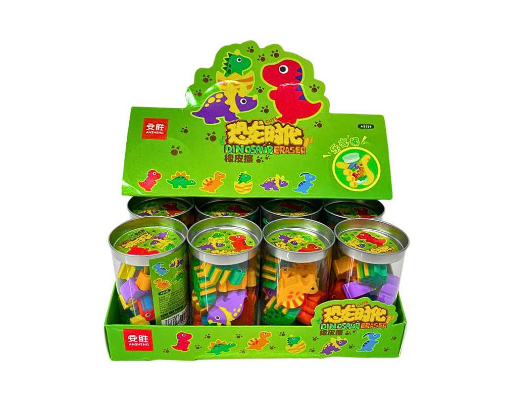 COLORFUL ERASERS DINOSAURS- Set of 12
