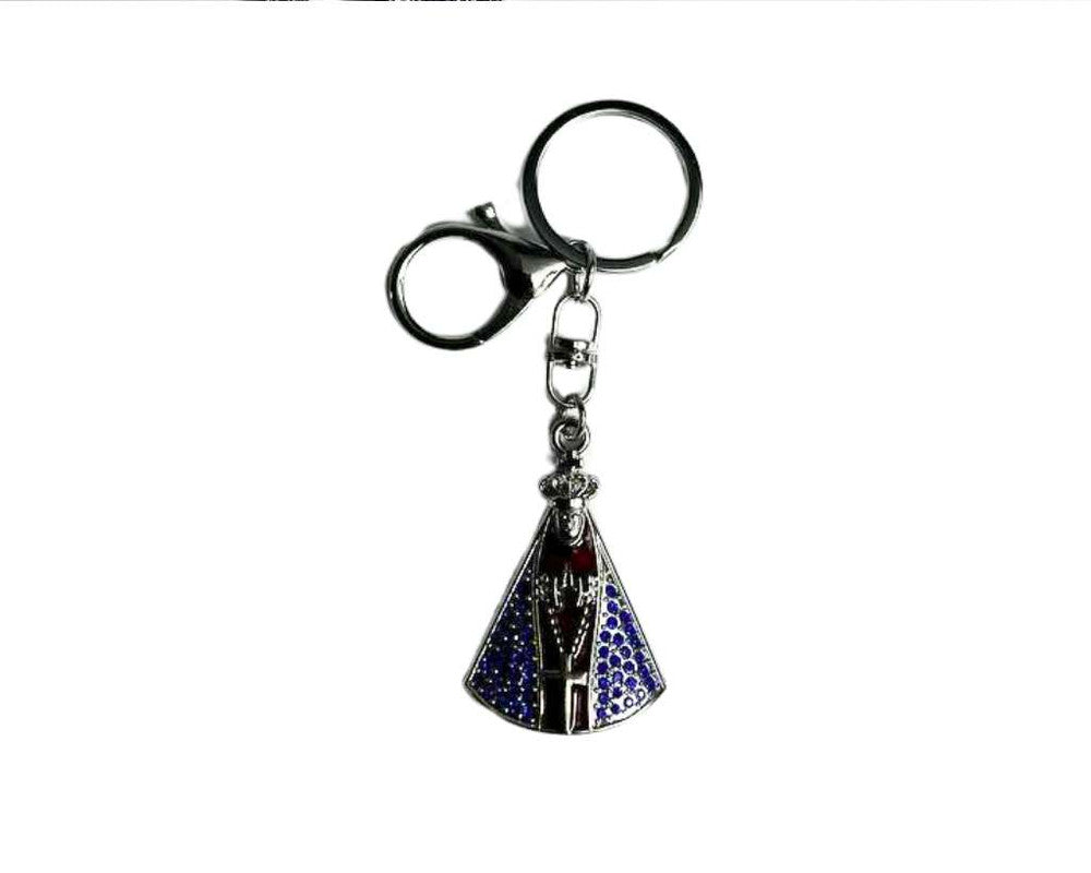 SILVER STAINLESS STEEL KEYCHAIN O.LADY APPARITIONS BROWN – Set of  12