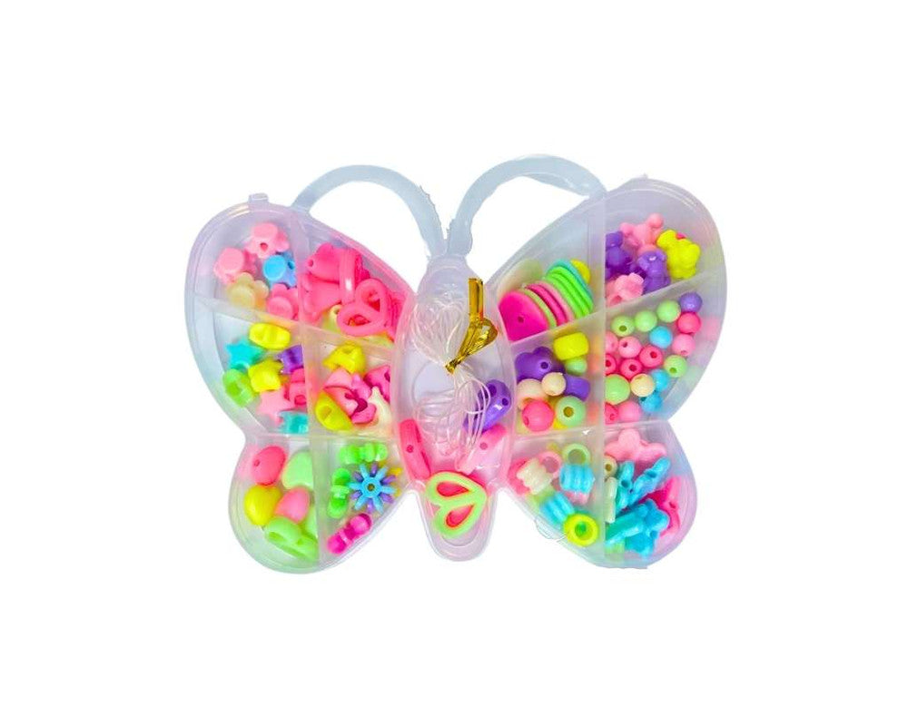 CHILDREN'S BUTTERFLY BOX WITH COLORED BEADS – Set of 10