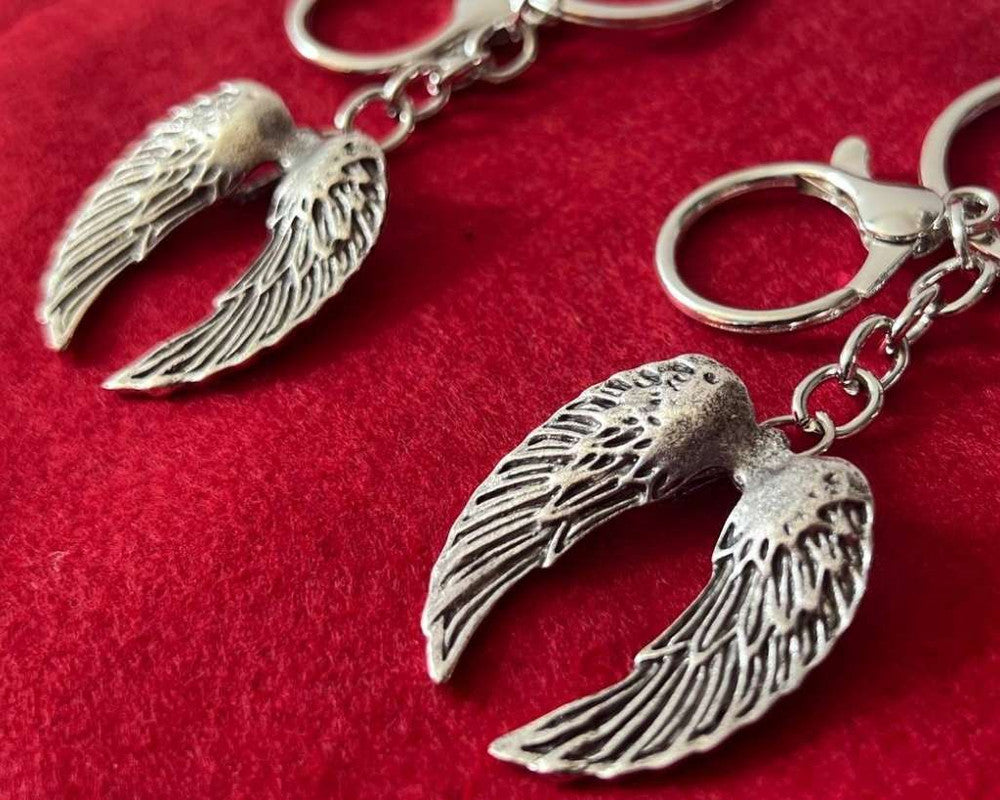 SILVER STAINLESS STEEL KEYCHAIN WINGS – Set of  12