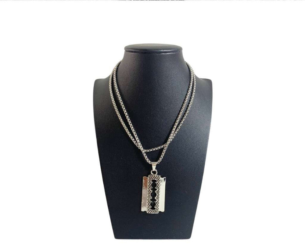 SILVER STAINLESS STEEL  NECKLACE RECTANGULE - Set of 12